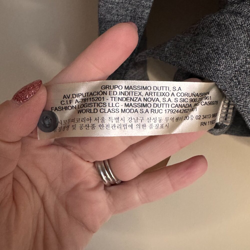 Massimo Dutti 100% Cotton XL Gray Long Sleeve Button Polo Shirt Business Career - Picture 8 of 9